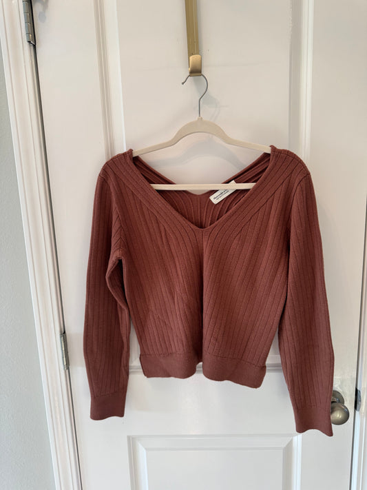 Abercrombie & Fitch V-Neck Knit Top Women’s Small Brown