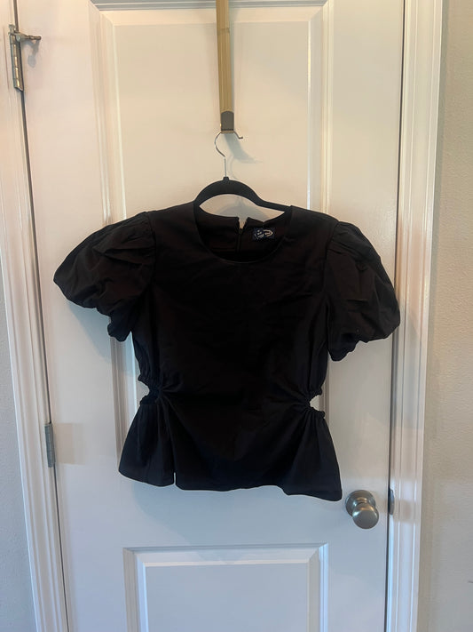 Puff Sleeve Top w Cutouts Women’s Size Medium Black
