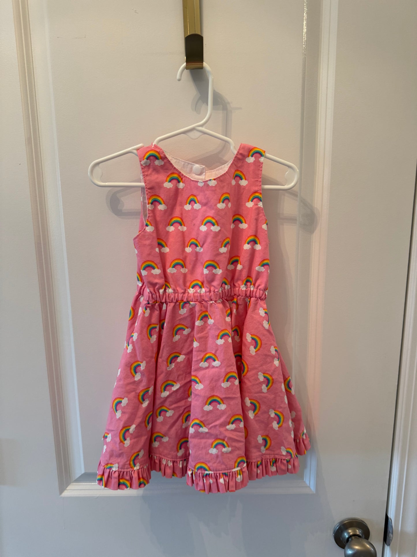 Rainbow Print Sleeveless Dress Toddler Girl Size 2-3 Years Pink