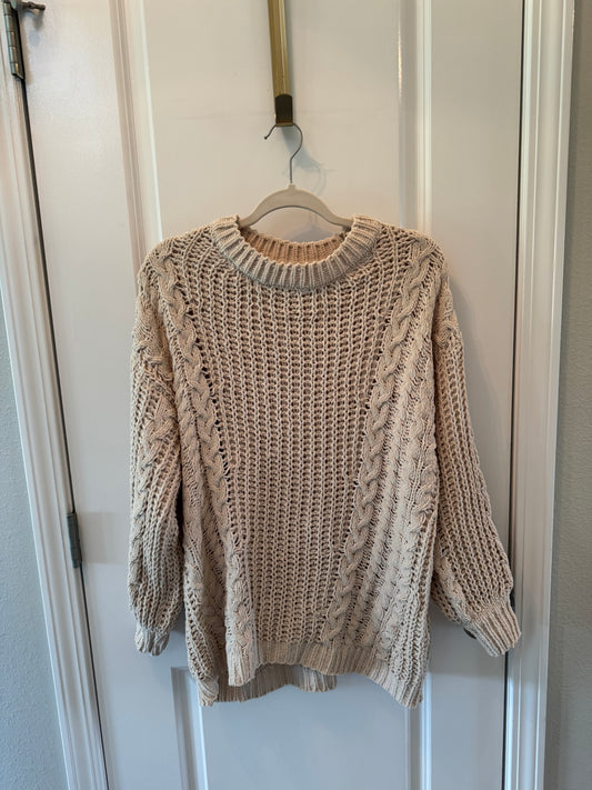 Pink Lily Wide Open Spaces Chenille Sweater Women’s XS Tan