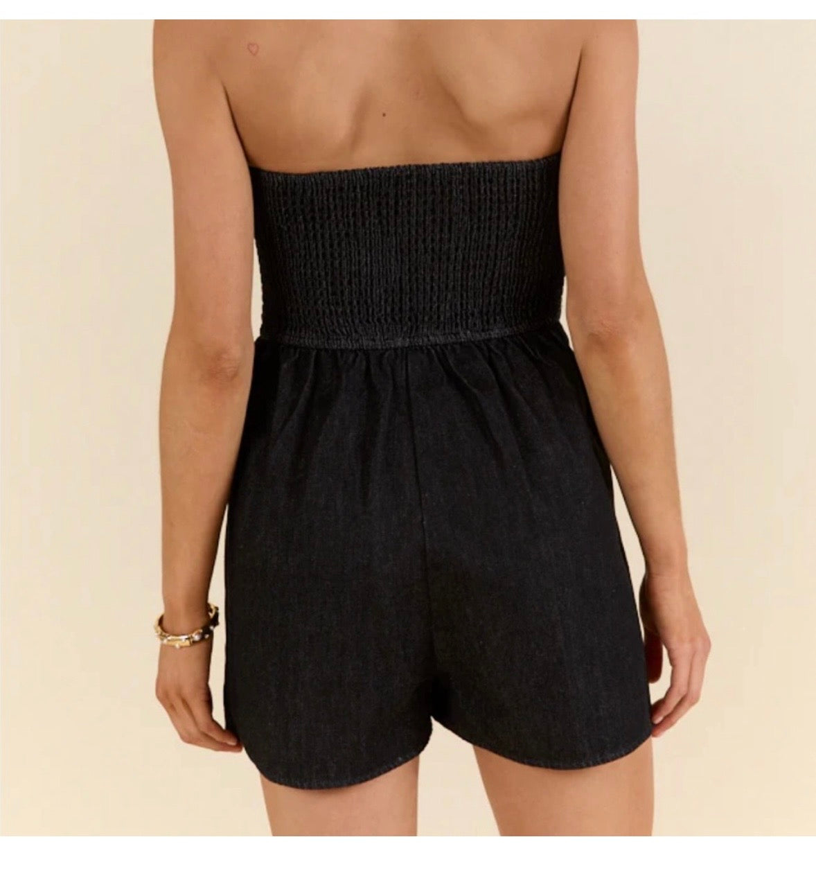 Pink Lily Denim Romper Women’s Medium Black