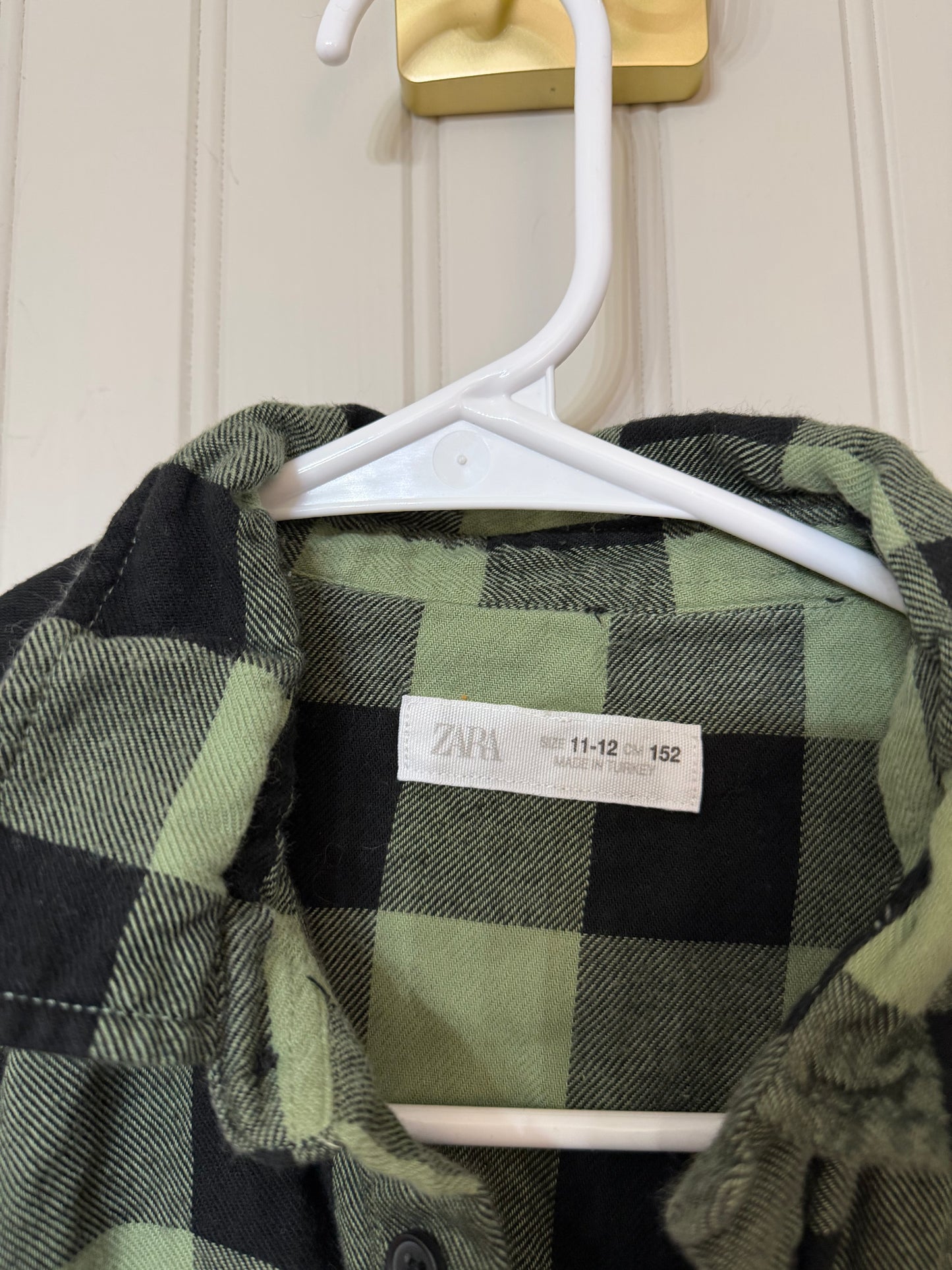 Plaid Flannel Shirt Youth Size 11-12 Years Green