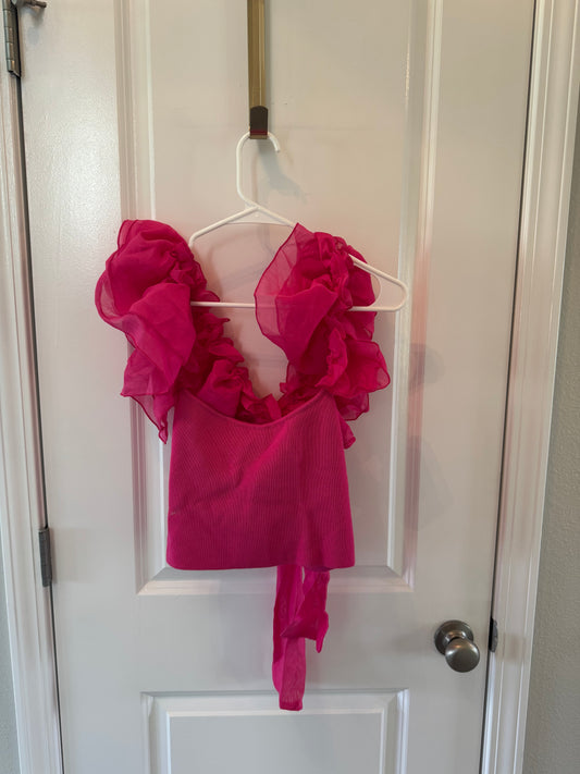 Ruffle Top Women’s Medium Hot Pink