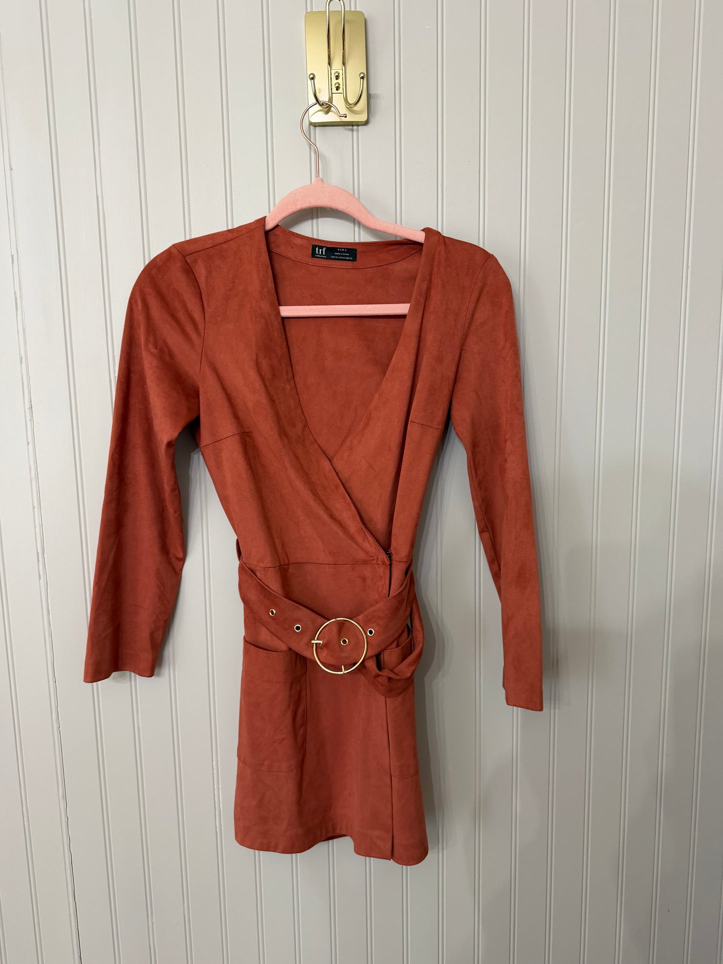 Zara Belted Wrap Dress Women’s XS Rust