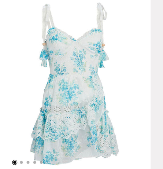 LOVESHACKFANCY Olani Eyelet Cotton Mini Dress Size XS