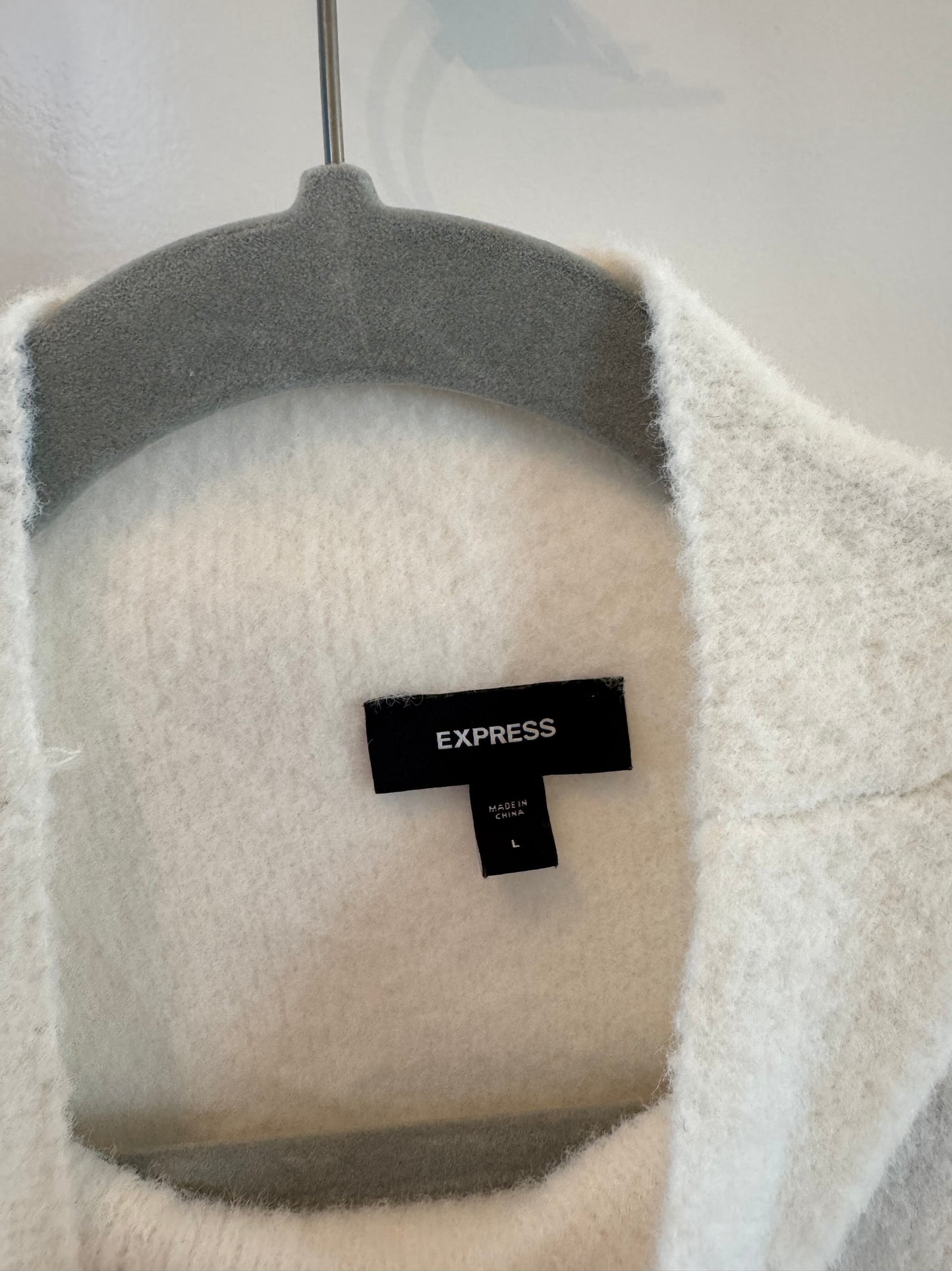 Express Mock Neck Fuzzy Sweater Women’s Size Large White