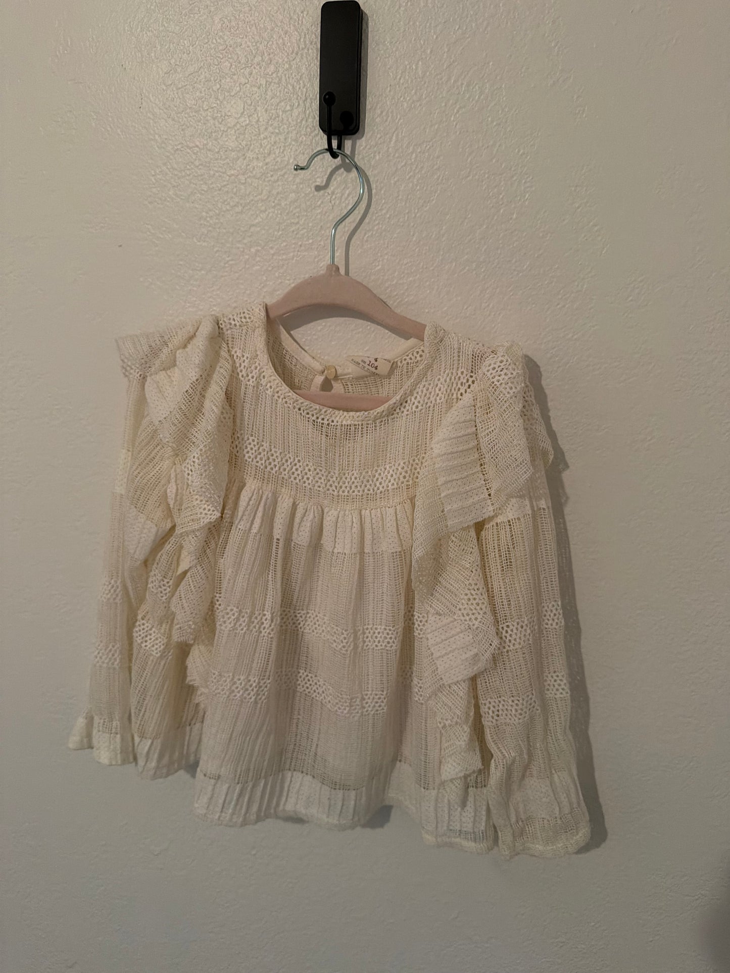 Zara Ruffle Top Toddler Size 4 Years Cream