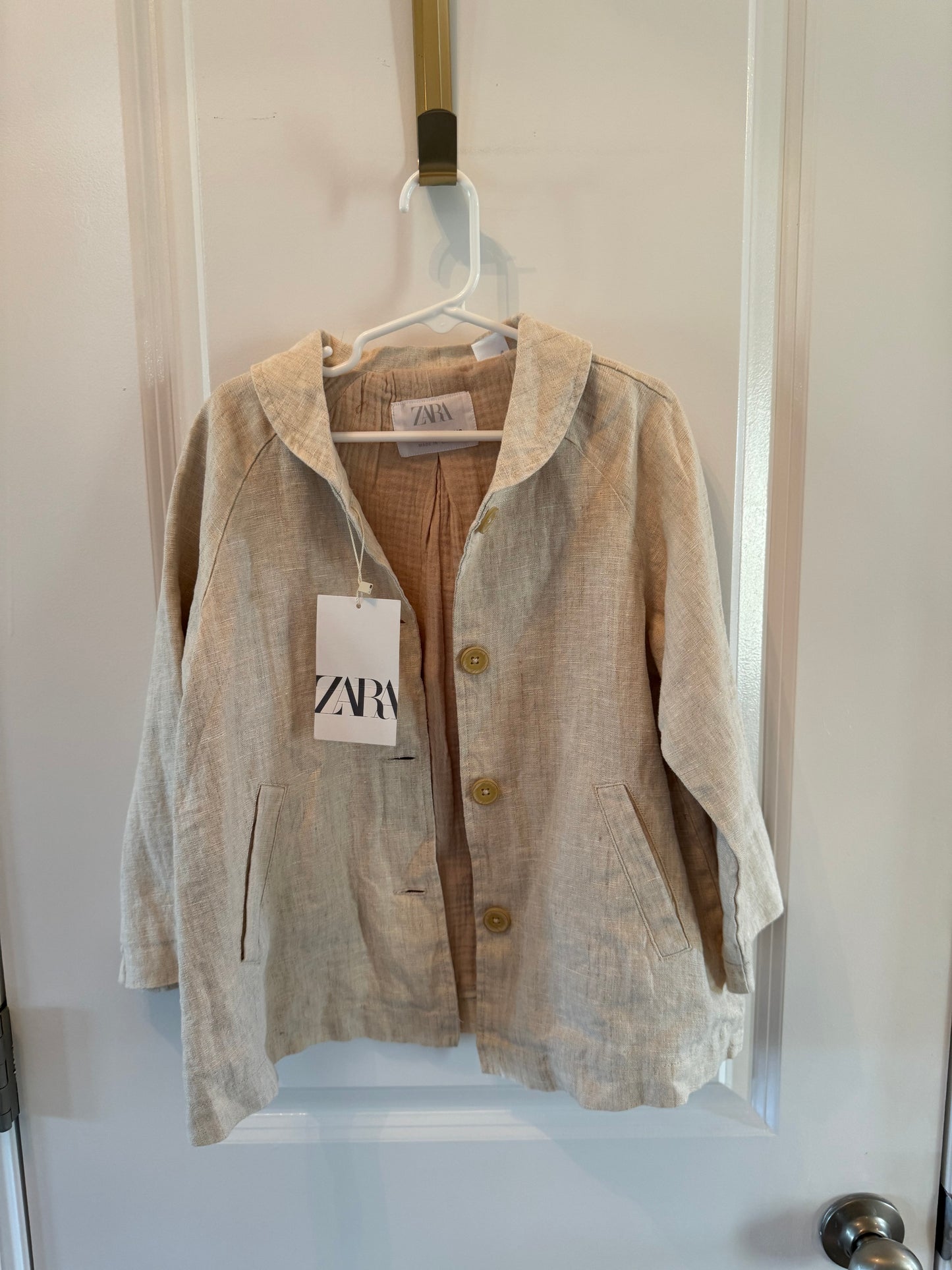 Zara Light Jacket w Collar Girl’s  Size 4-5 Years Tan