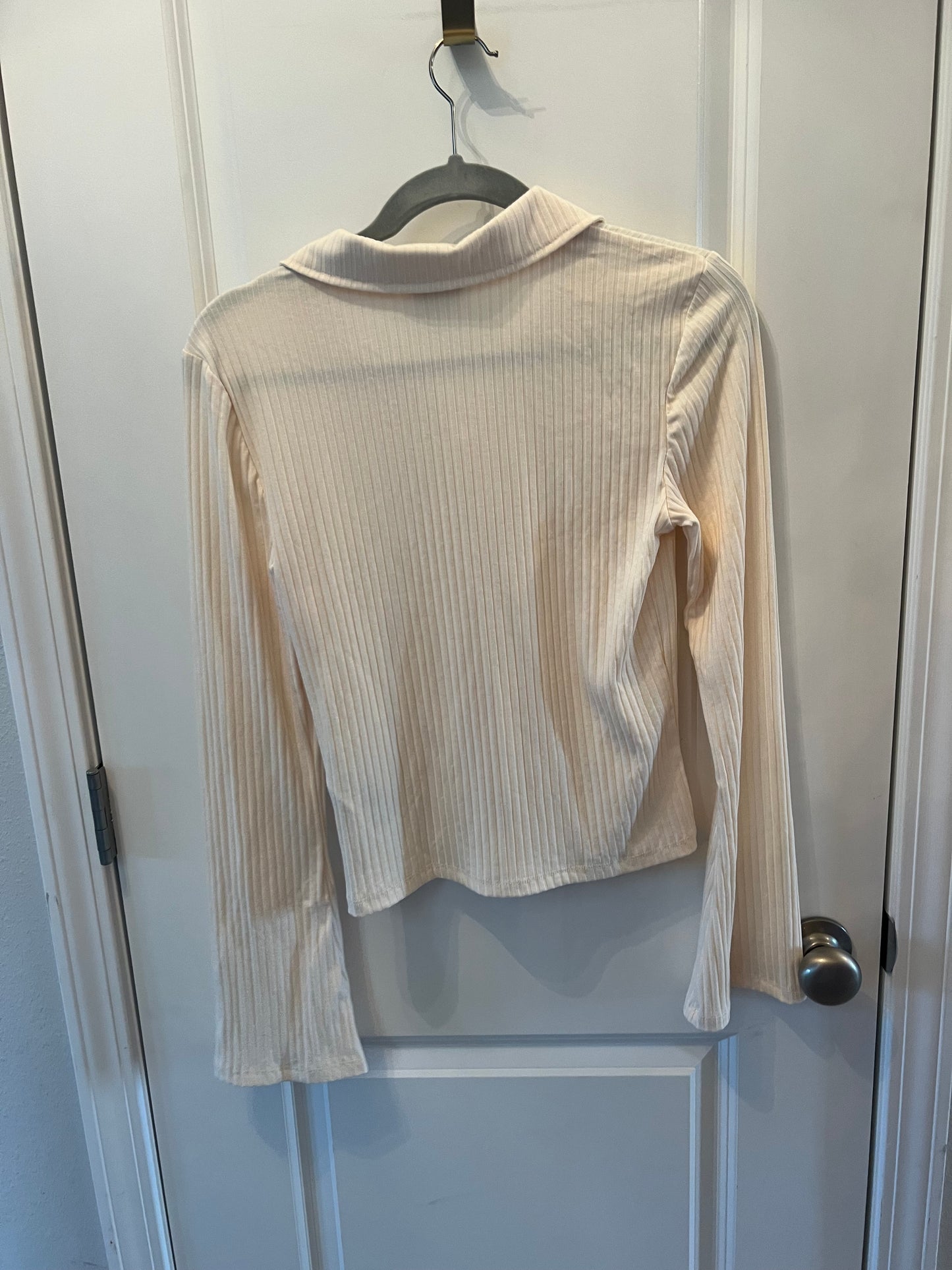 Noisy May Ribbed Long Sleeve Polo Women’s Size Large 12-14 Cream