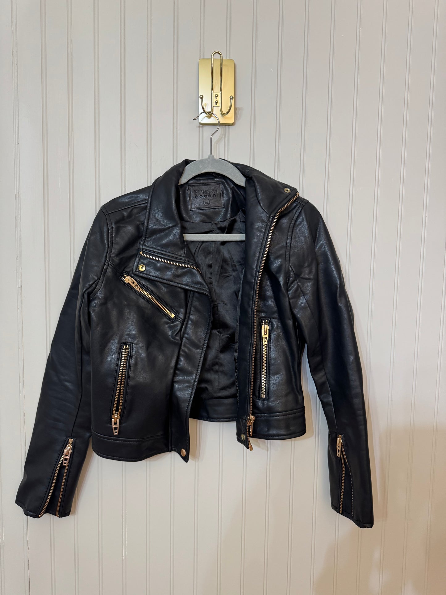 Blank NYC Moto Jacket w Gold Hardware Women’s Medium Black