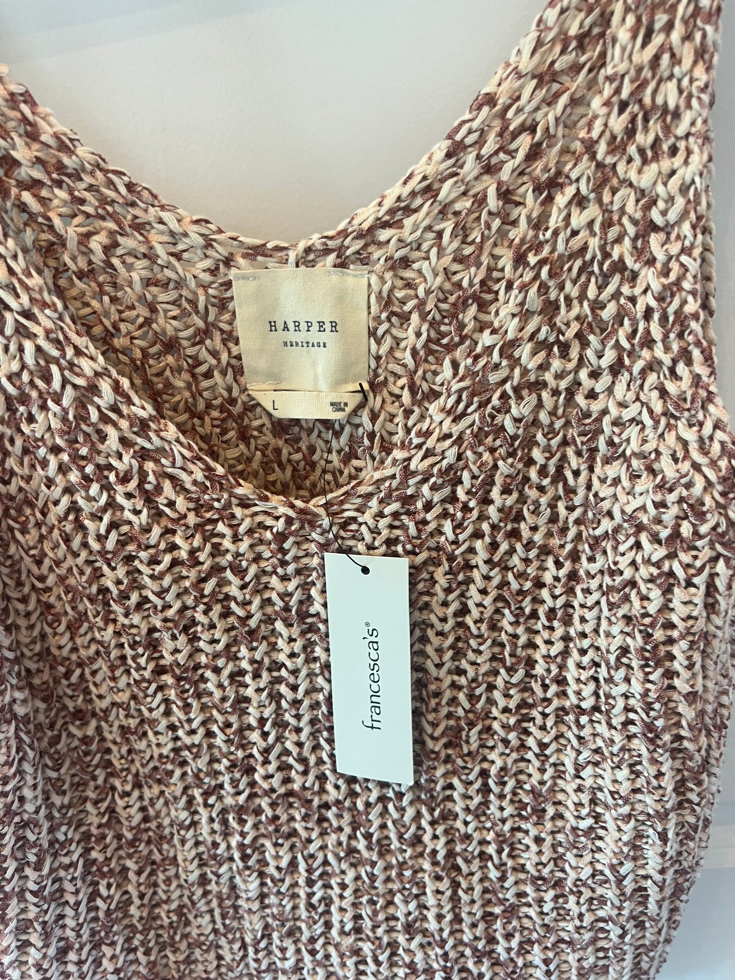 Harper Loose Knit Bohemian Tank Women’s Size Large Tan
