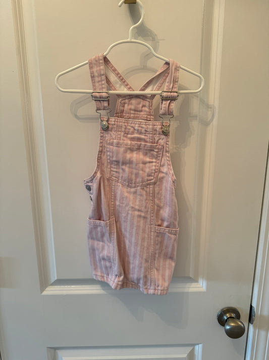 Stripe Denim Overalls Dress Toddler Girl Size 3T Pink