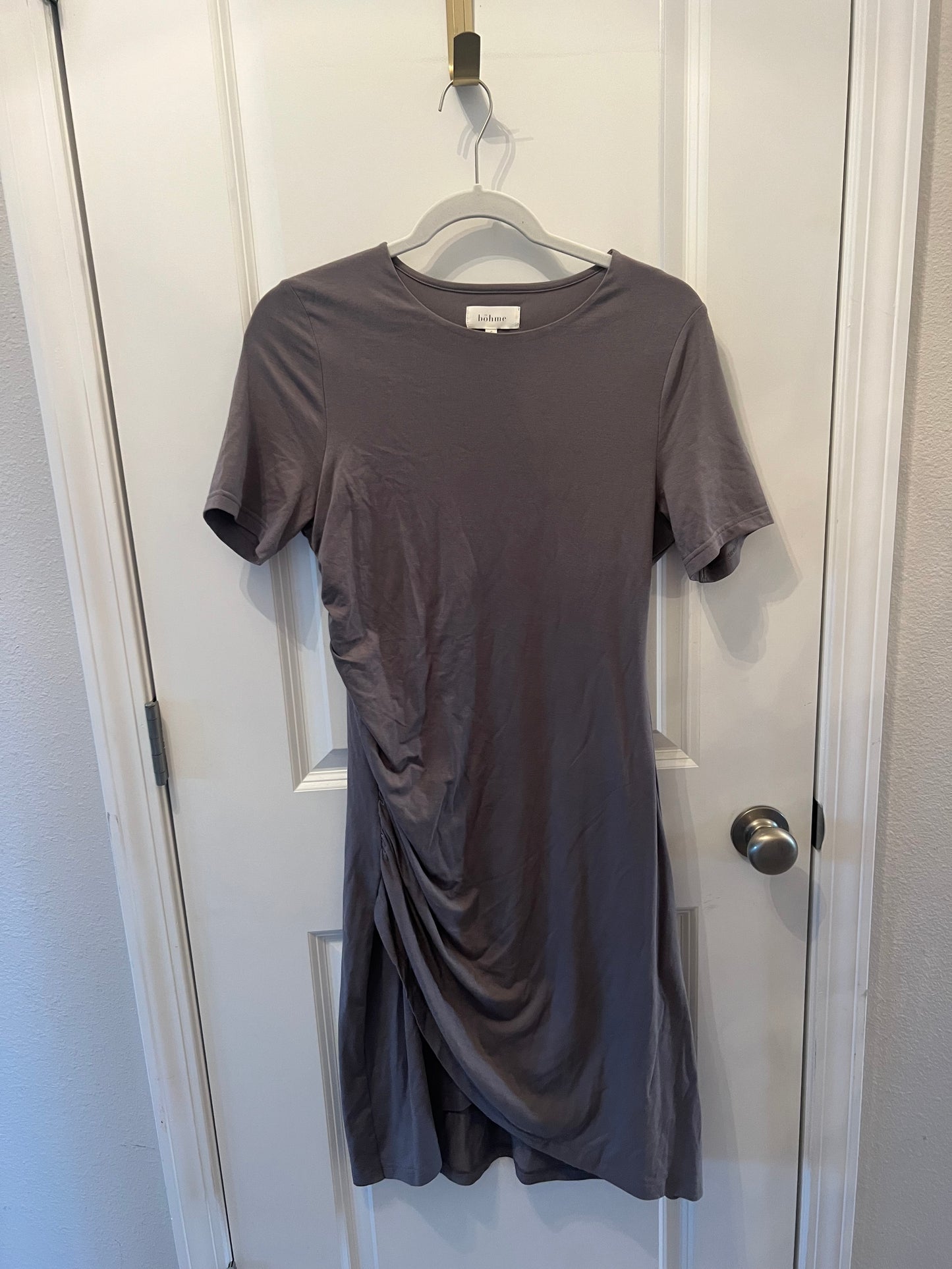 Bohme Rouched Shirt Dress Women’ Size Small 4-6 Dark Gray