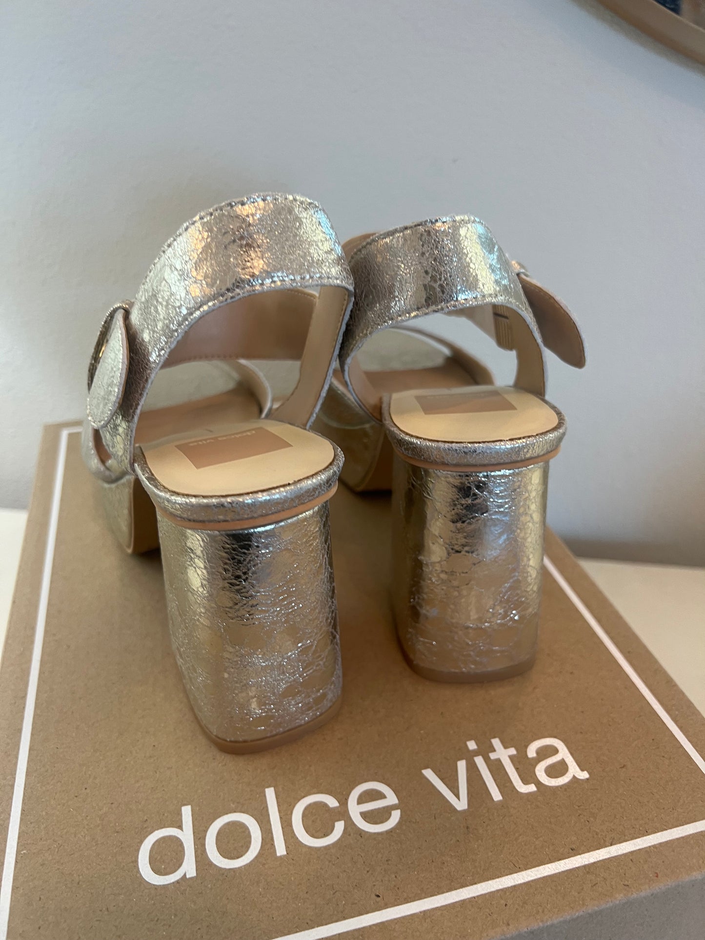 Dolce Vita Platinum Leather Heels Size 6