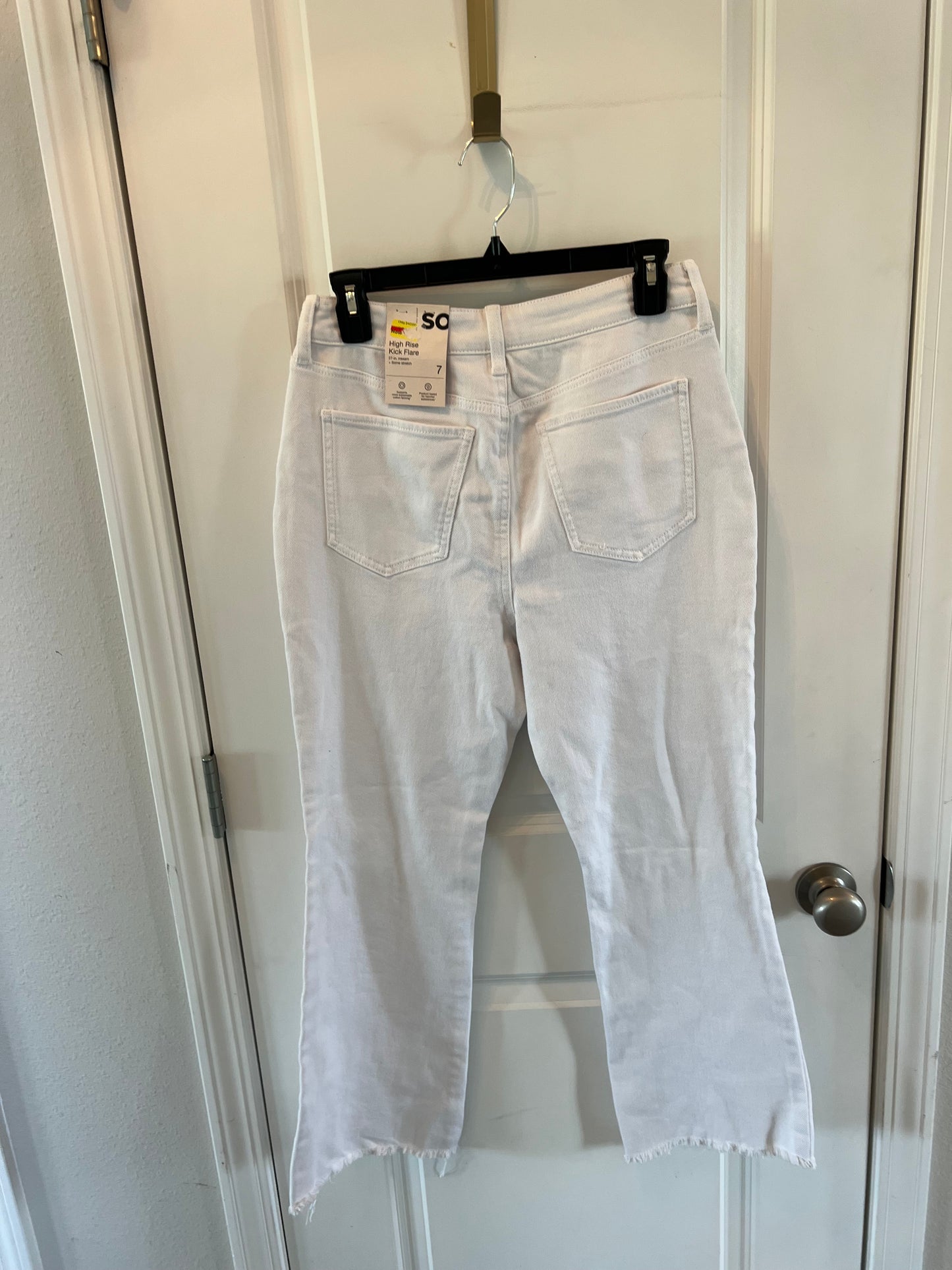 SO High Rise Kick Flare Distressed Jeans Jrs Size 7/28 White