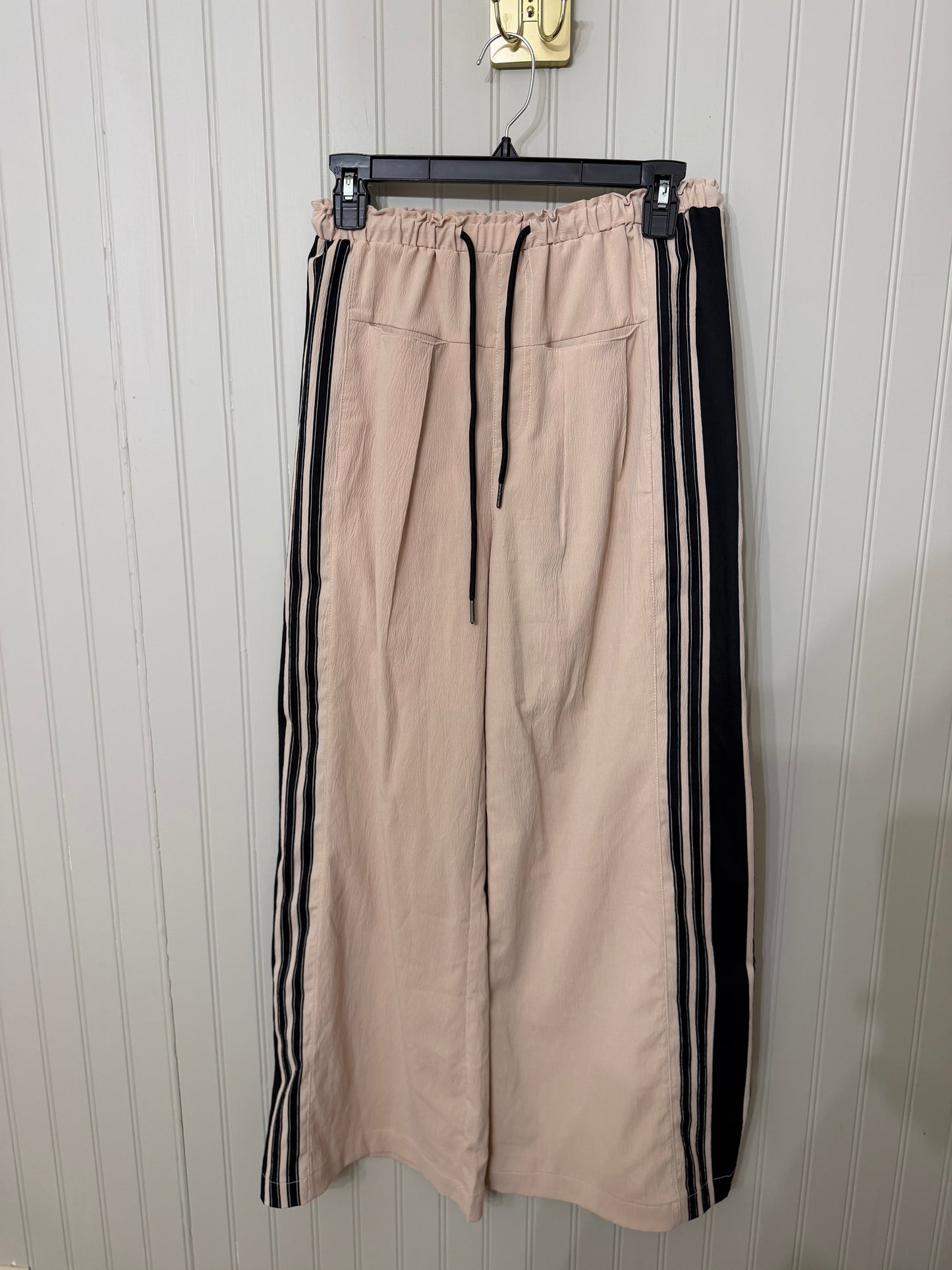 Drawstring Track Pants Side Stripes Women’s Medium Beige