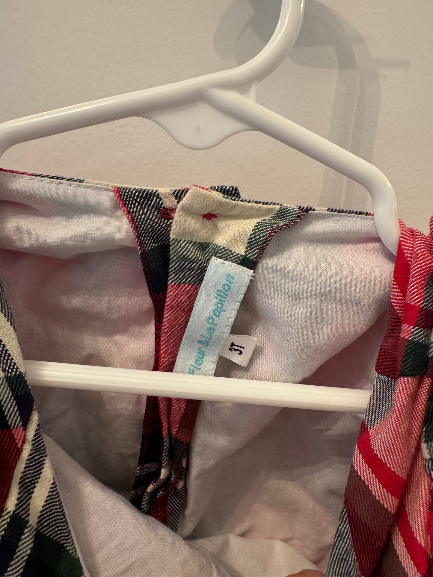 La Fleur & Le Papillon Plaid Dress Toddler Girl Size 3T Red