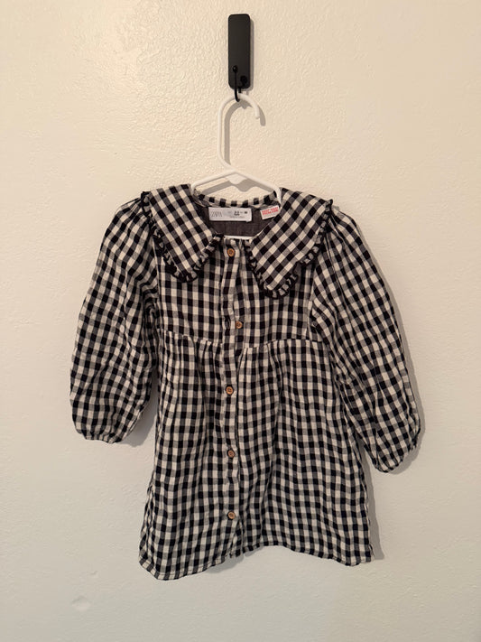 Zara Plaid Dress Toddler Size 2-3T Black