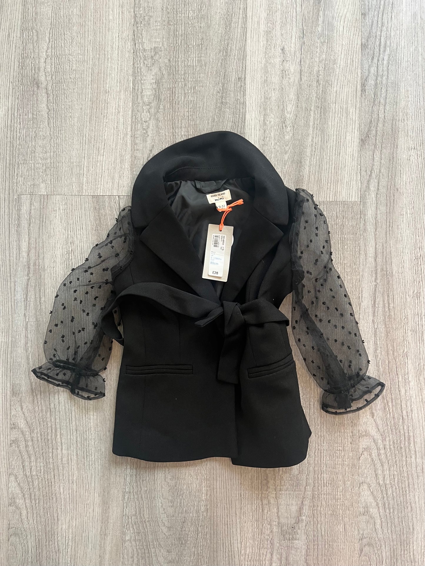 River Island Mini Blazer Dress Baby Girl Size 9-12M Black