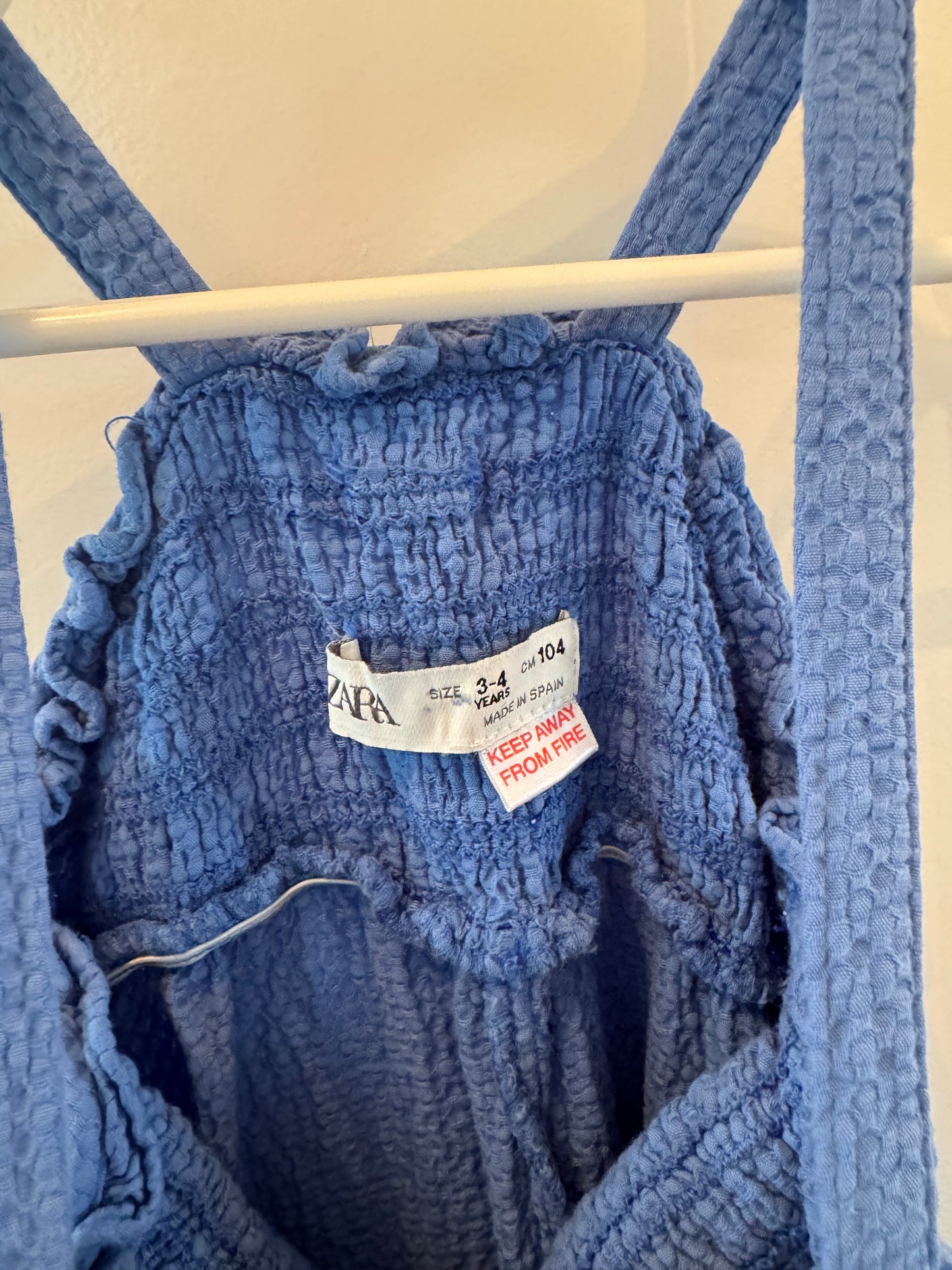 Zara Knit Romper Toddler Girl Size 3-4 Years Blue