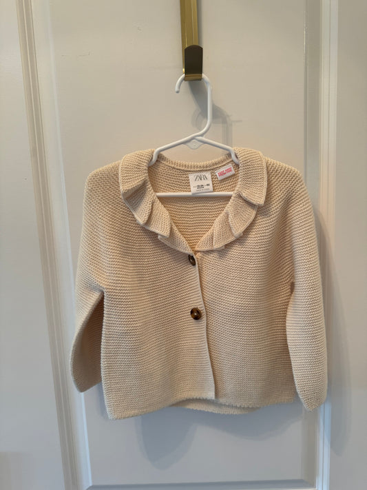 Zara Waffle Knit Sweater Cardigan Size Baby Girl Size 18-24M Cream