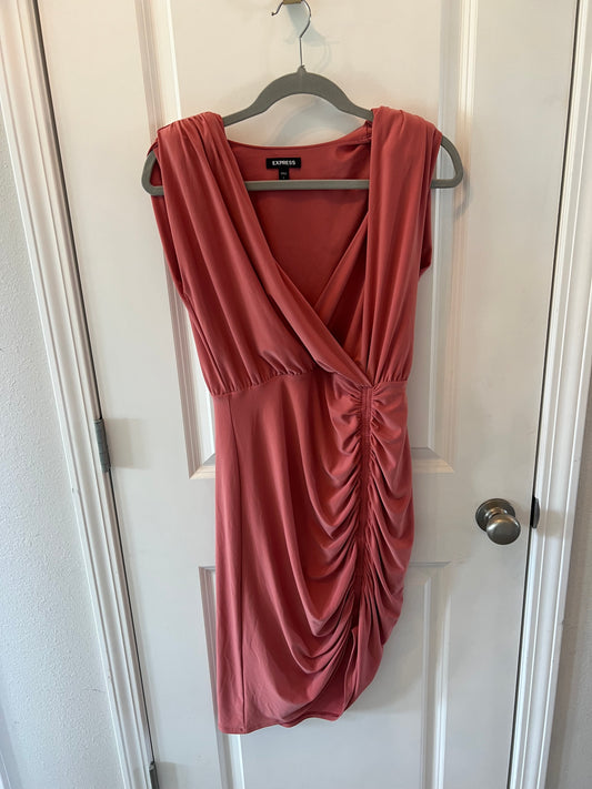 Express Rouched Asymmetrical Dress Women’s Size Small 4-6 Pink