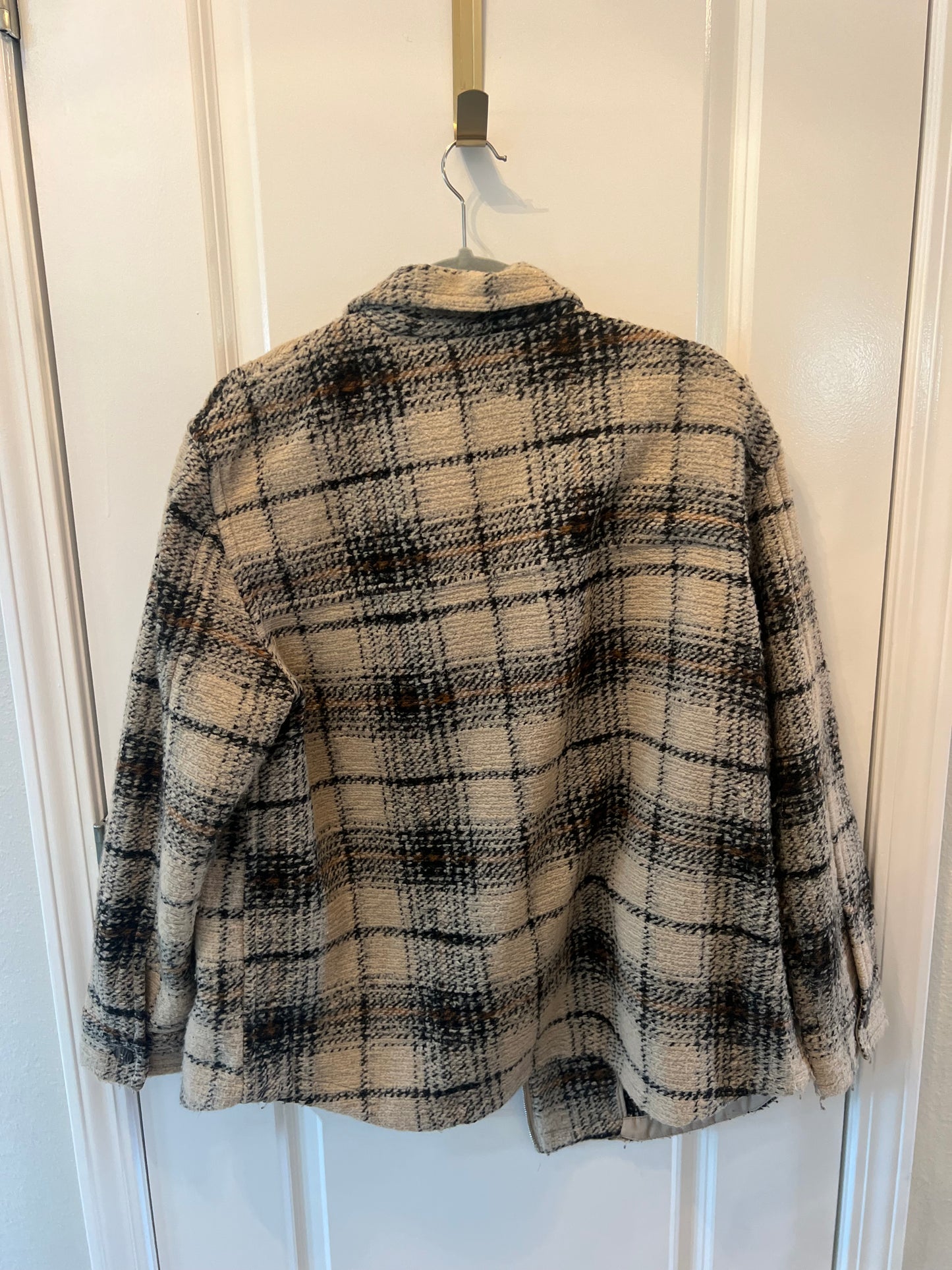 Joie Plaid Tweed Shacket Women’s Size XL Taupe