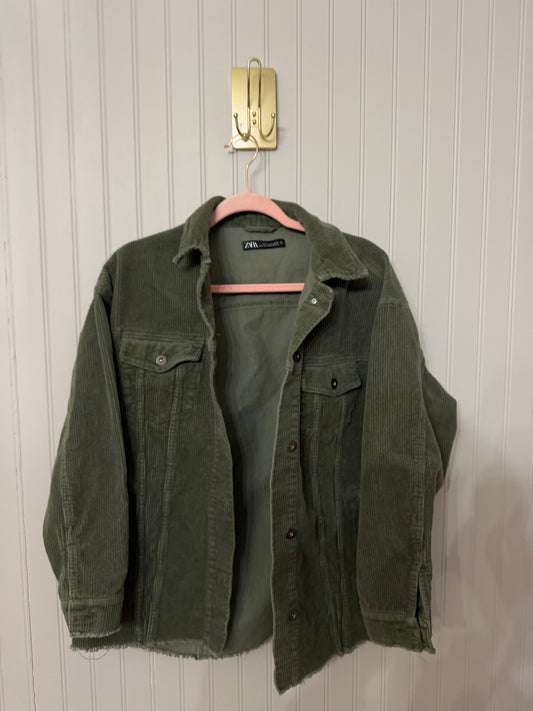 Zara Green Corduroy Jacket Size Small