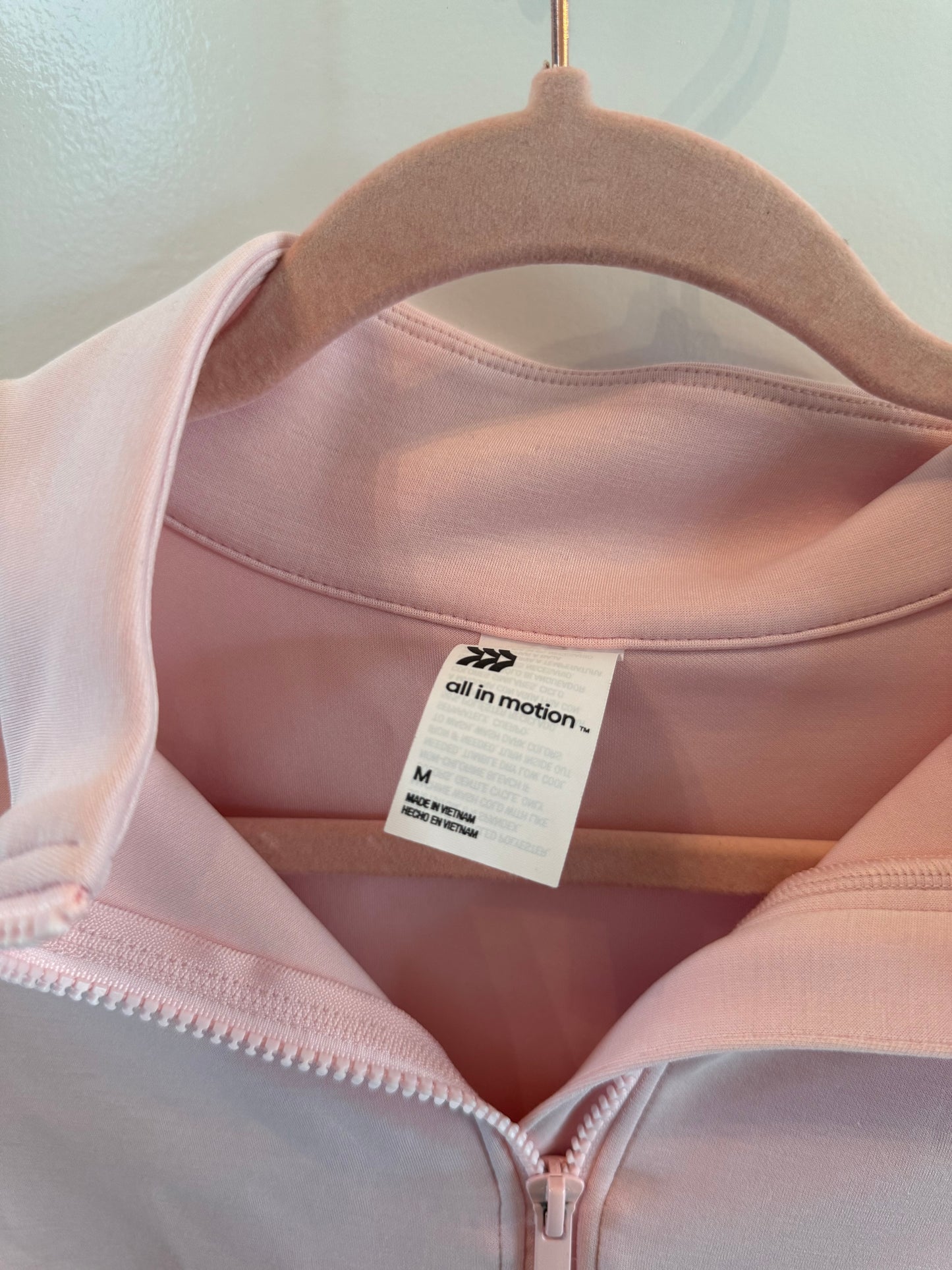 All in Motion Half Zip Pullover w Kanga Pocket Women’s Size Medium Blush Pink