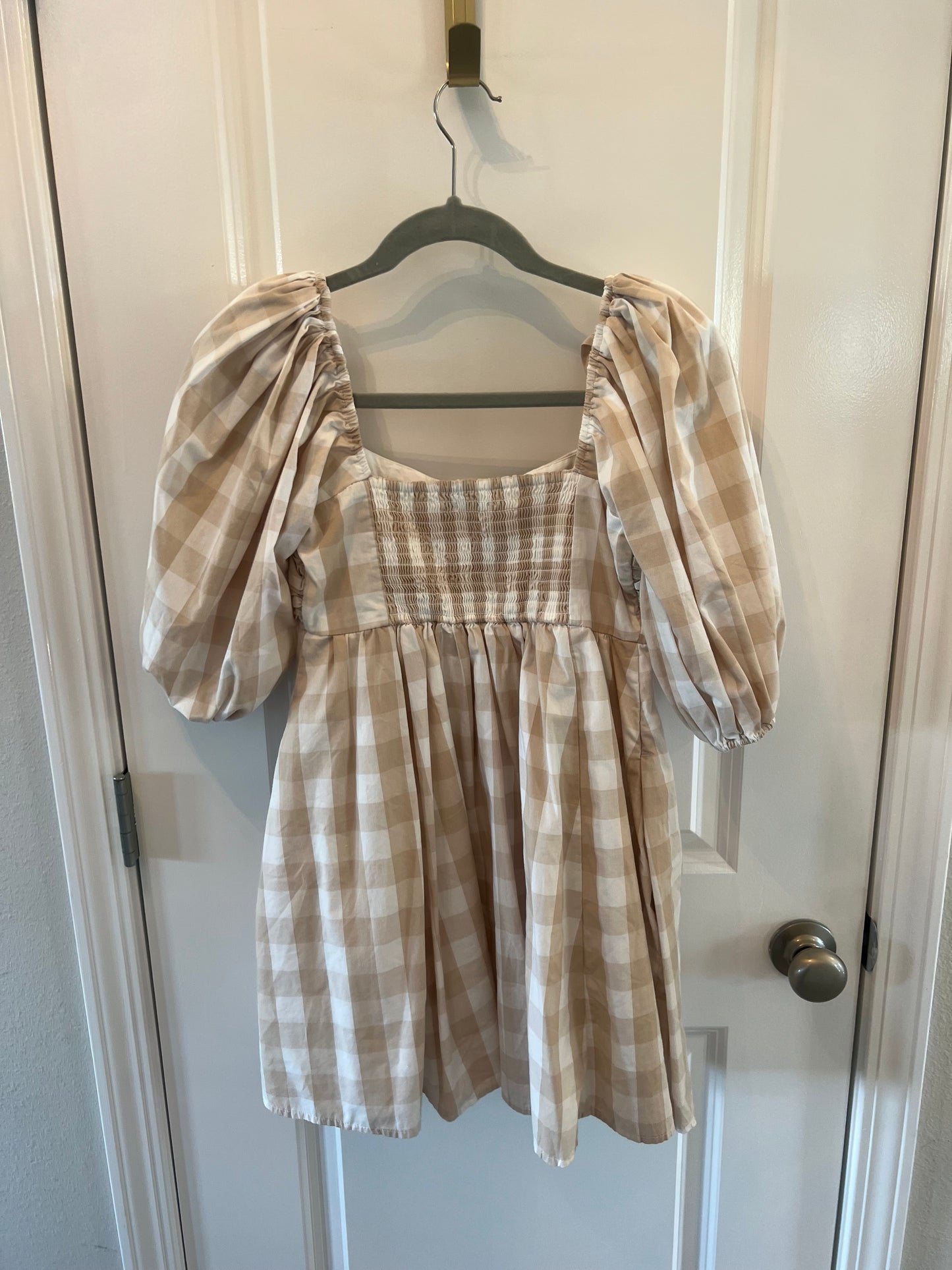 Abercrombie & Fitch Gingham Dress Women’s Size Small Petite Tan