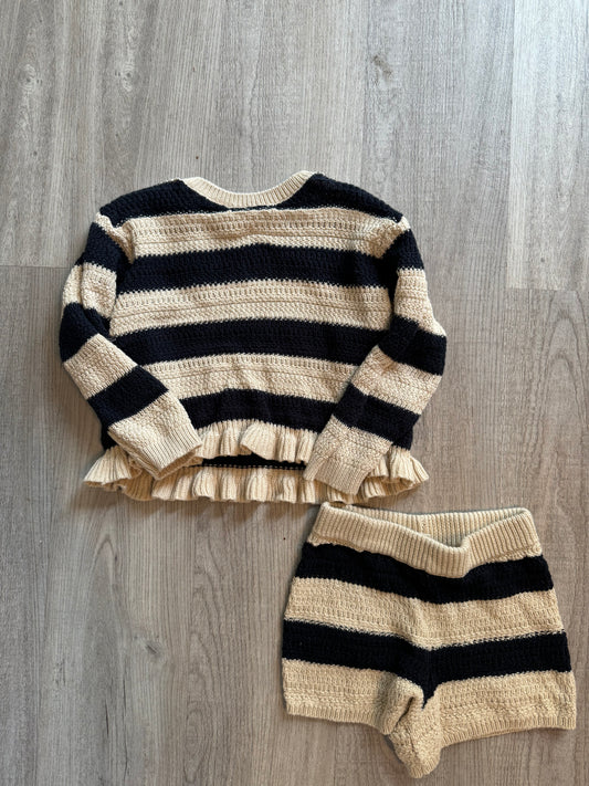Jessica Simpson Stripe Loose Knot Matching Set Toddler Girl Size 3T Black Cream