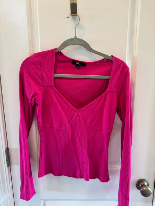 Lulu’s Here for Good Ribbed Top Women’s Medium Magenta