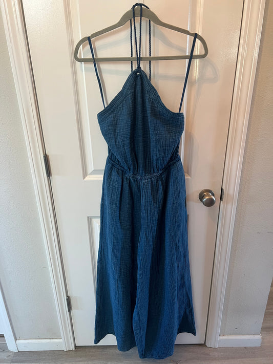 Aerie Strappy Halter Jumpsuit Women’s Size Medium 8-10 (30-31) Blue