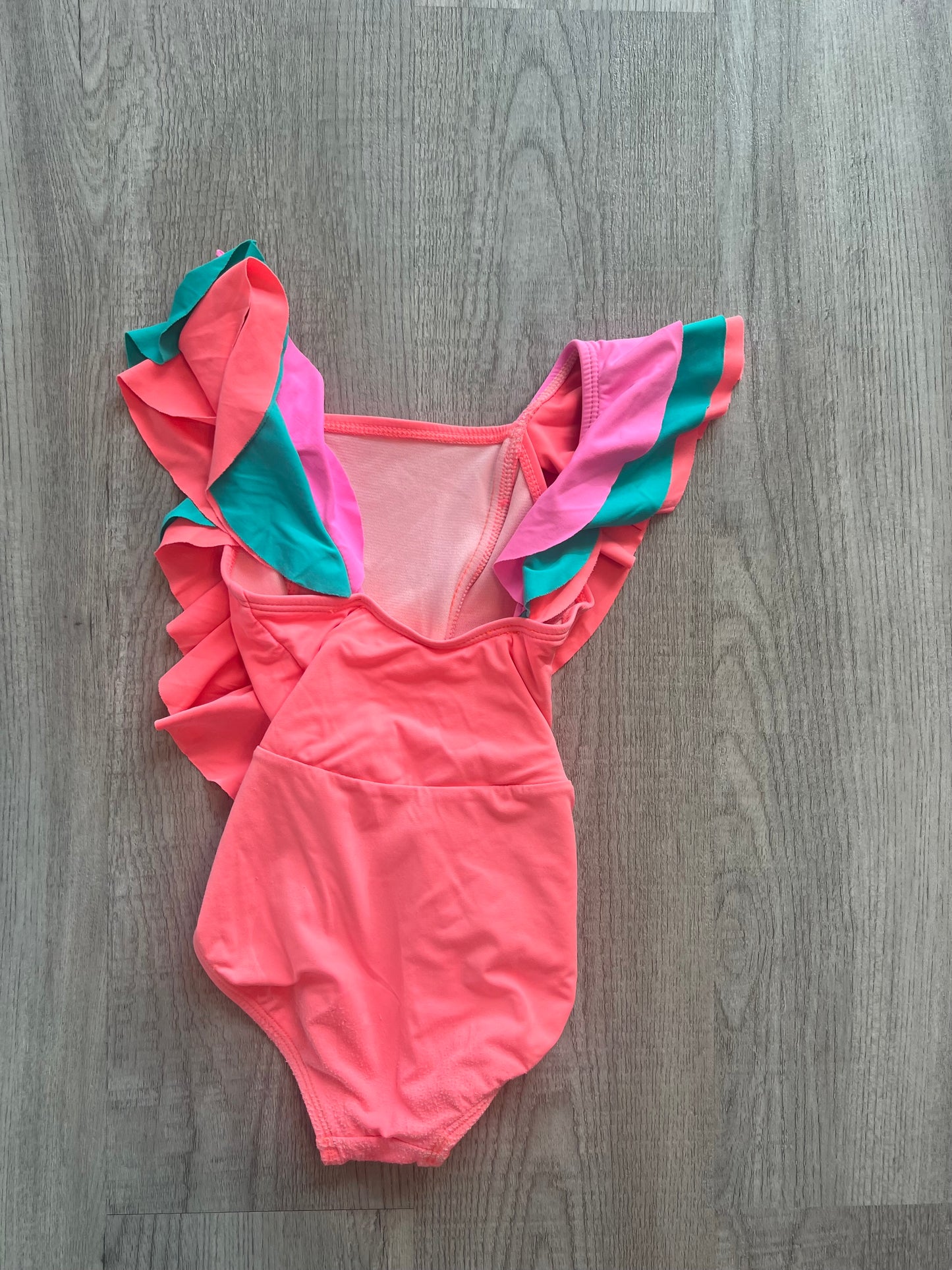 Beach Lingo Ruffle One Piece Swimsuit Toddler Girl Size 2T Neon Pink