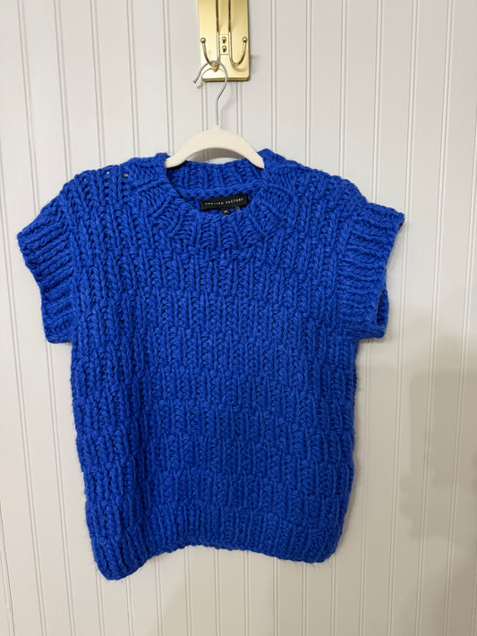 English Factory Short Sleeve Sweater Women’s Medium Blue