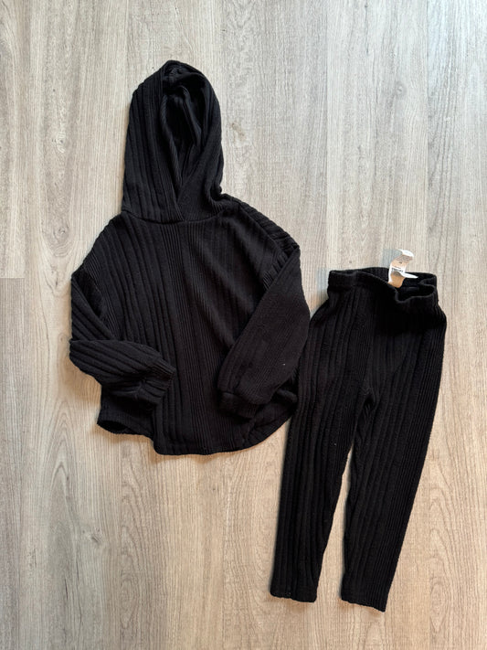 Ribbed Athleisure Matching Set Toddler Girl Size 2/3 Years Solid Black
