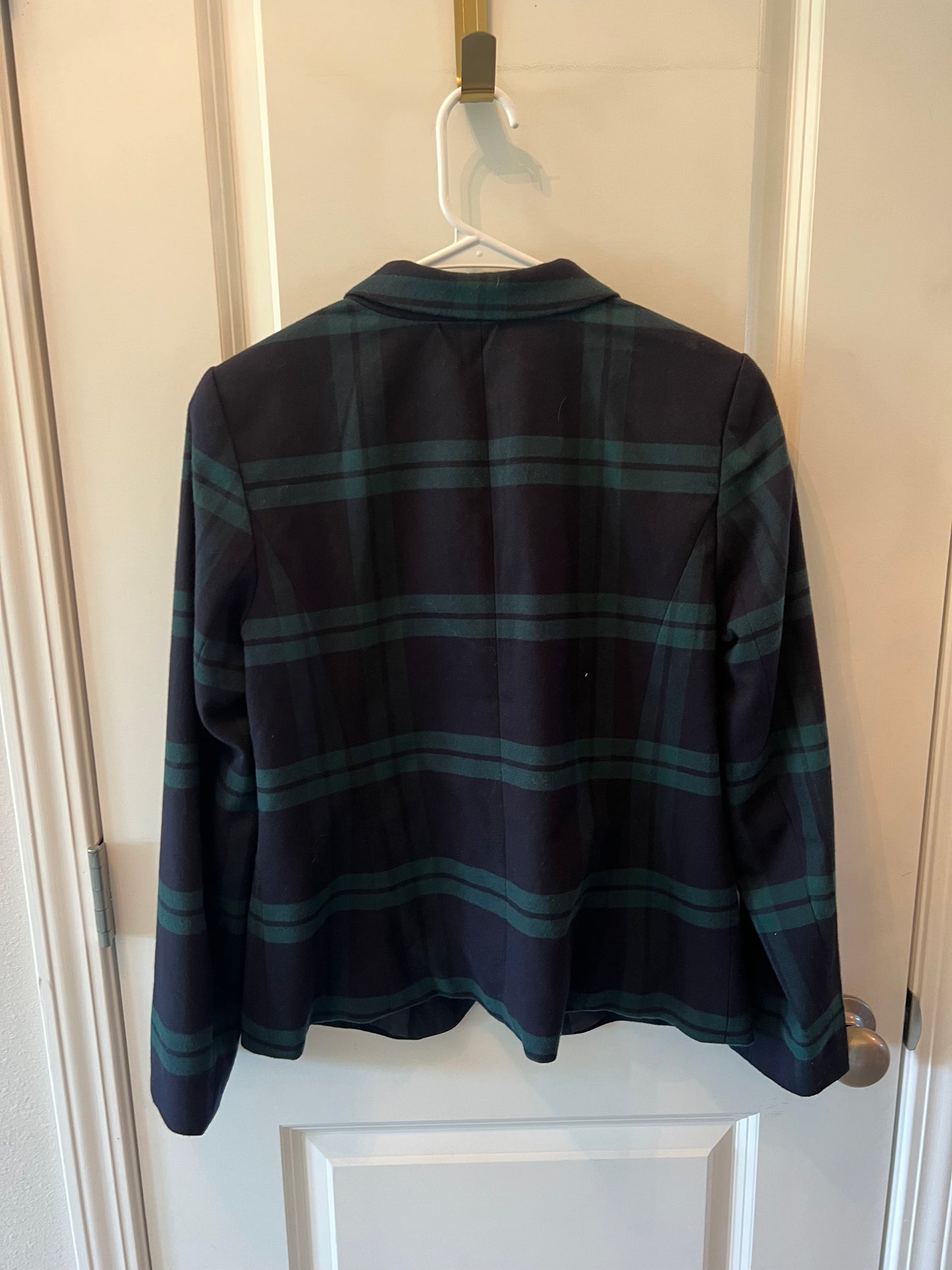 Loft Plaid Blazer Women Size 8 Petite Green/Navy