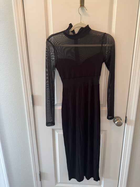Vici Sheer Mesh Sleeve Dress Women’s XS Black