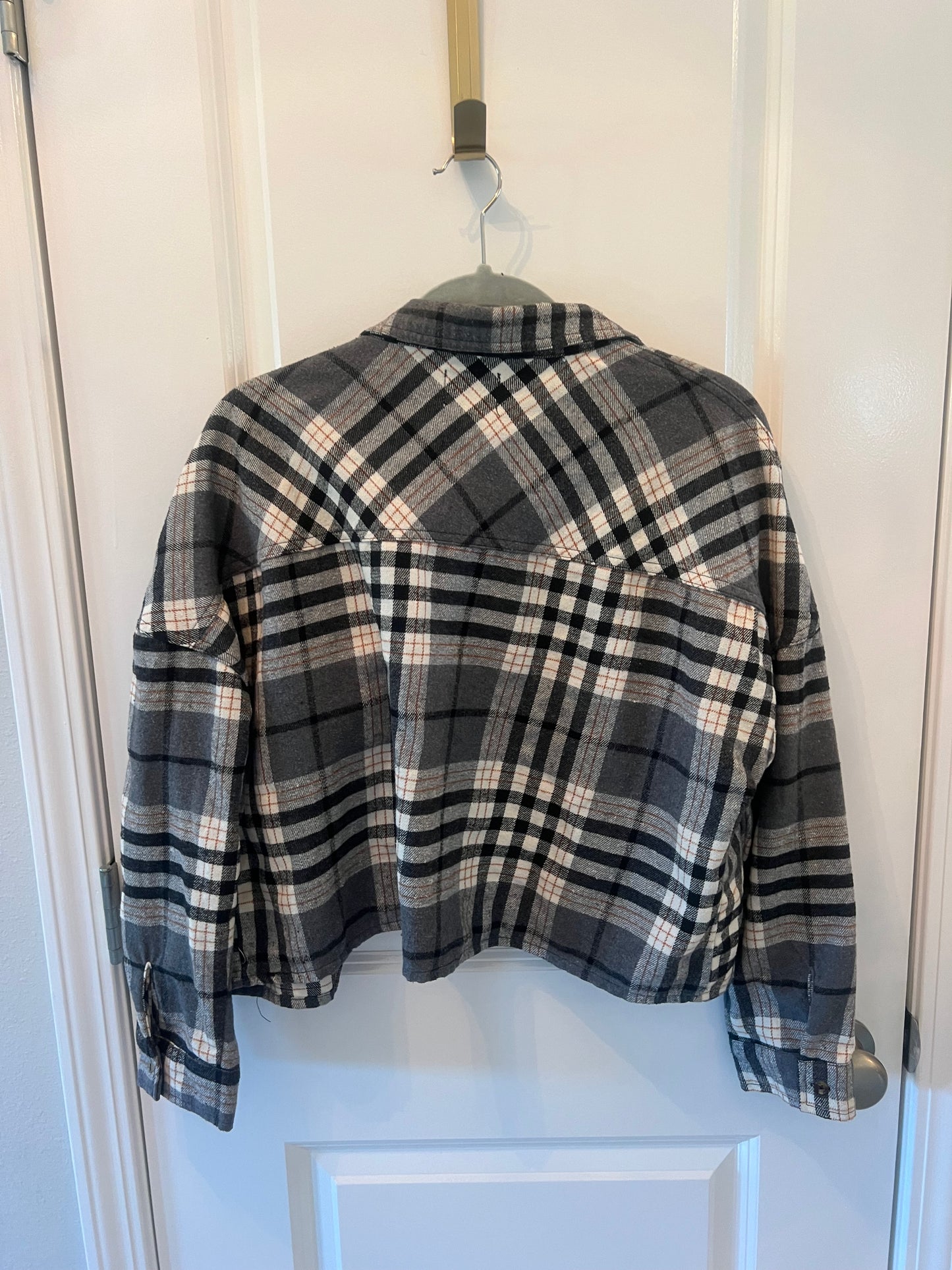 Mila & Tiff Plaid Flannel Button Front Shirt Women’s Size XL Gray