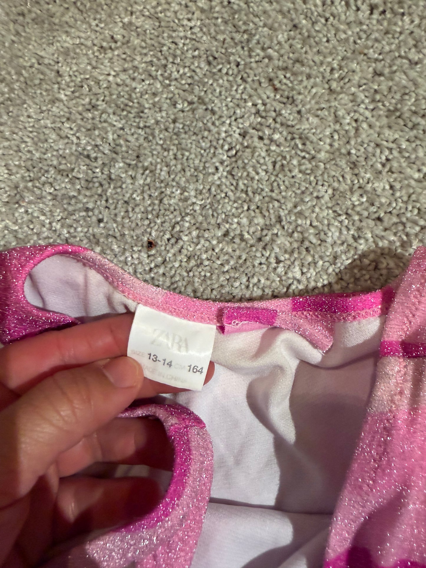 Zara Stripe Swimsuit Girl’s Size 13-14 Pink