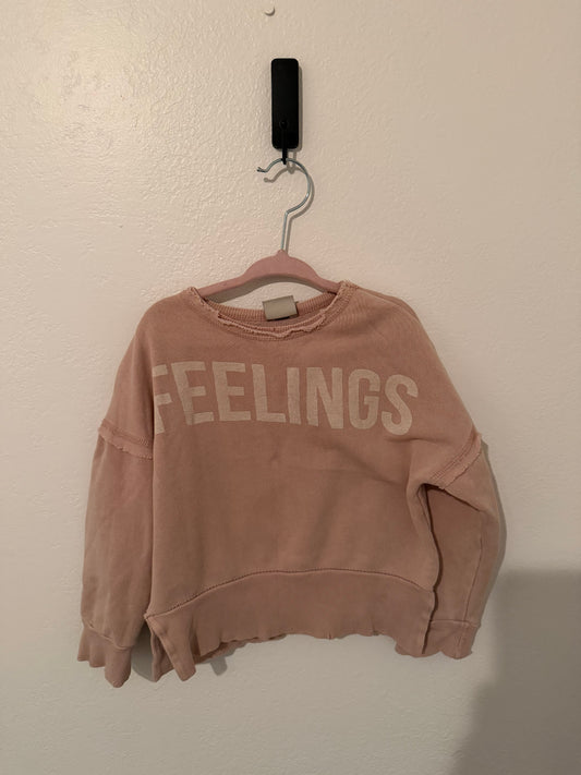 Zara Feelings Sweatshirt Toddler Size 4-5 Years Brown