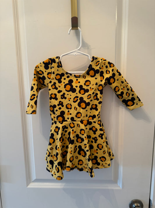 Raising Wilds Animal Print Mickey Dress Toddler Girl Size 2T Yellow