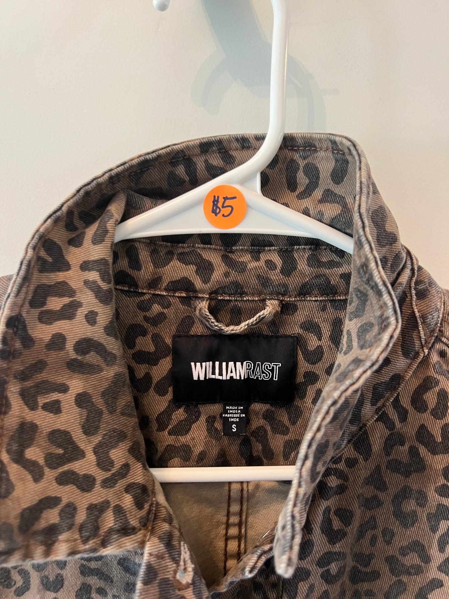 William Rast Leopard Jean Jacket Women’s Size Small Brown