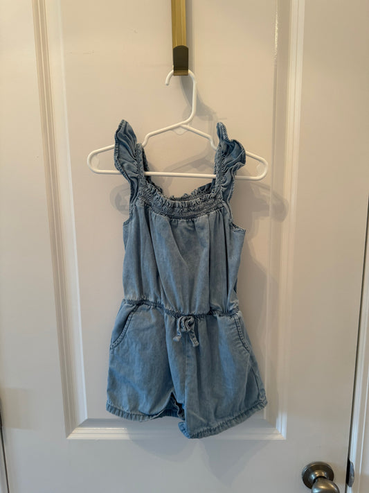 Cat & Jack Chambray Romper w Ruffles Toddler Girl Size 4T