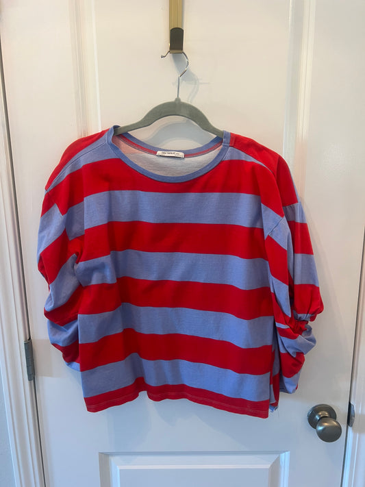 Zara Bold Stripe Top Women’s Size Small Red Blue