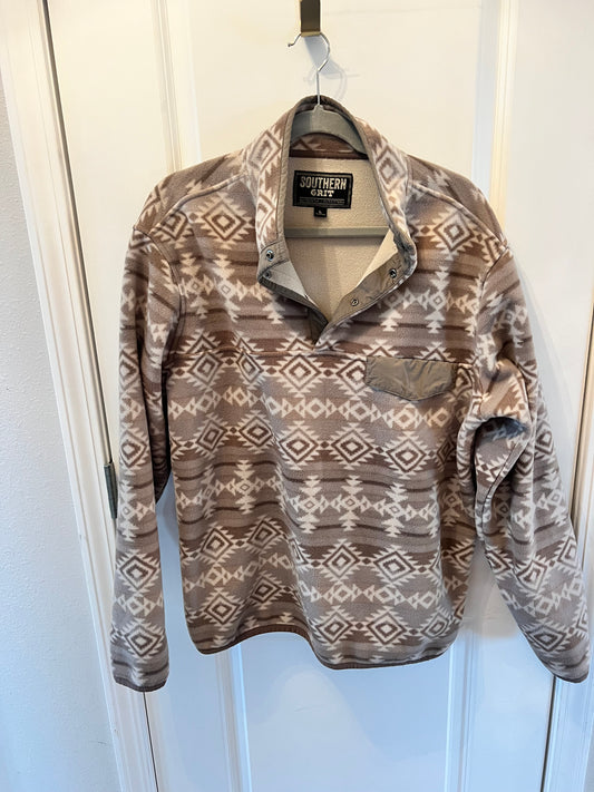Southern Grit Tribal Print Pullover Men’s Size Large Tan