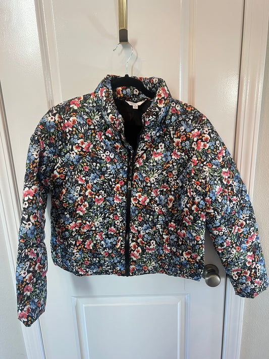 Time & Tru Floral Coat Women’s Size Medium Black