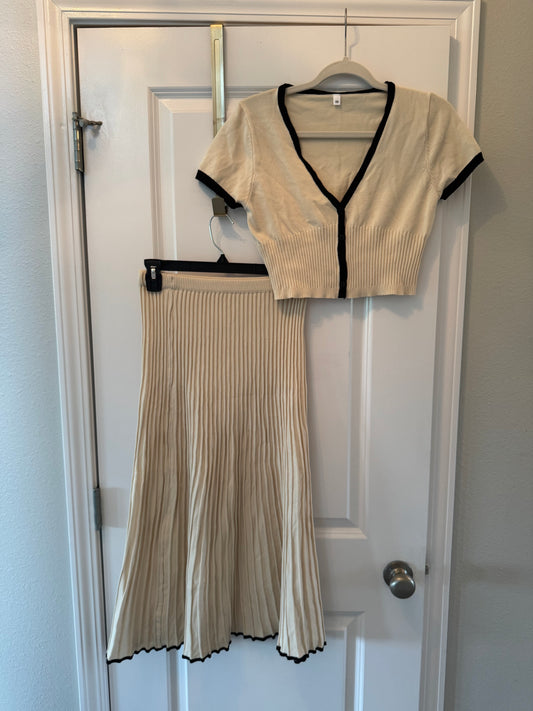 Pleated Matching Set Midi Skirt Women’s XS Ivory