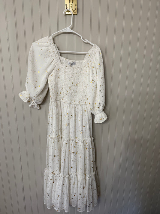 Ivy City Metallic Star Dress Women’s XS White NWT