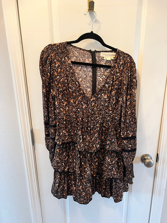 Saltwater Luxe Ditzy Floral Dress Women’s Size Large 12-14 Brown